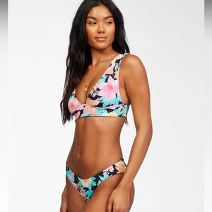 NWT Tropic Time Plunge - Recycled Reversible Bikini Top for Women Sz:S